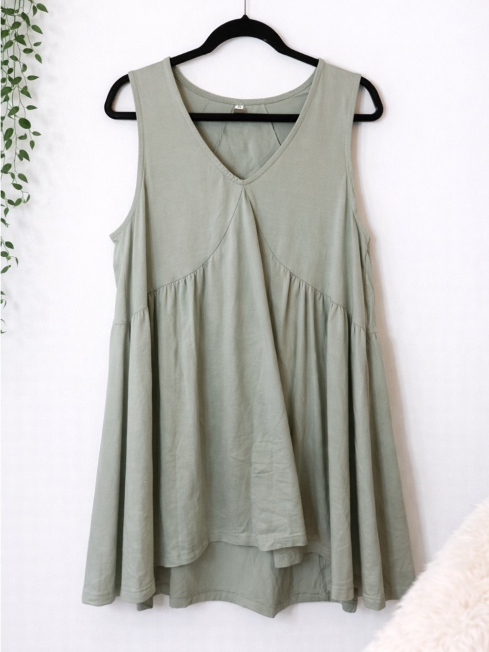 Amazon Sage Green Flowing V-Neck dress